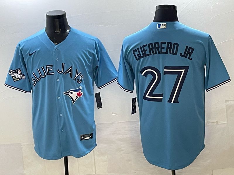 Men 2025 Nike Toronto Blue Jays #27 Guerrero jr Light Blue Game MLB Jersey 03